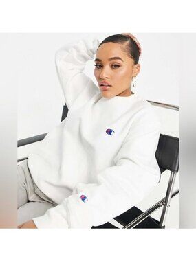 Champion oversized sweatshirt reverse weave with logo in white size XL unisex